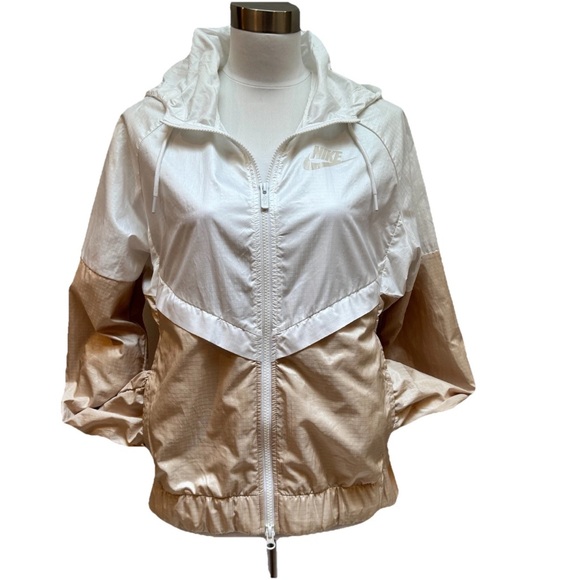 NIKE Sportswear Windrunner Jacket 804947-103 White/Oatmeal Women's Medium Zip - Picture 1 of 9
